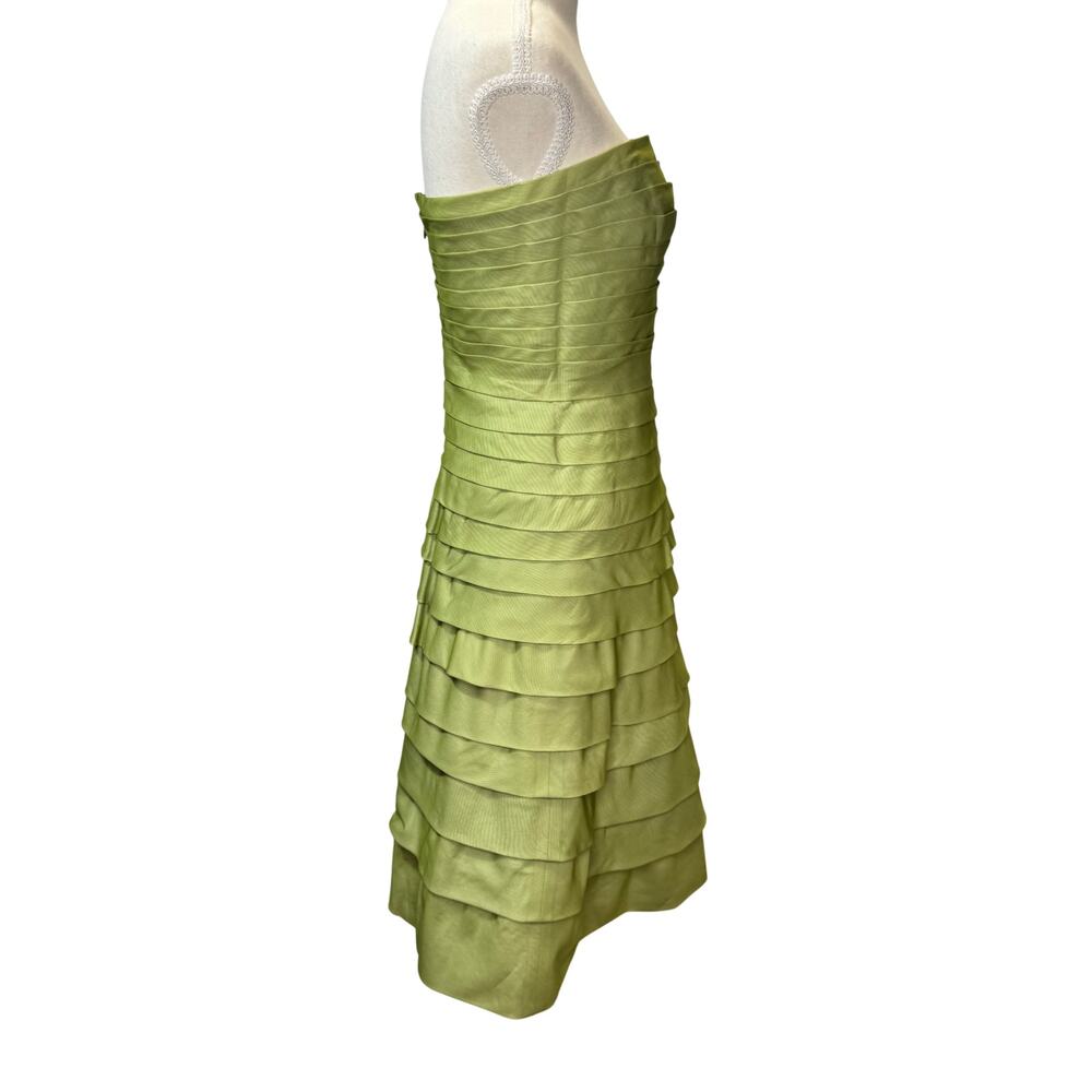 BCBGMAXAZRIA Silk Organza Tiered Bandage Dress Green Women’s 4 Garden Easter - Picture 4 of 16